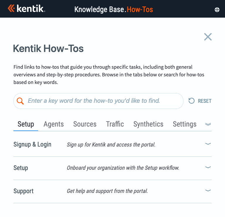 The KB's How-Tos page enables you to browse or search for procedures.