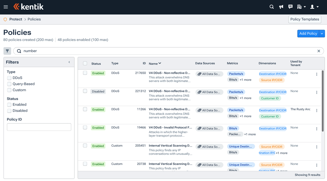 Your organization's alert policies are managed from the Policies page.