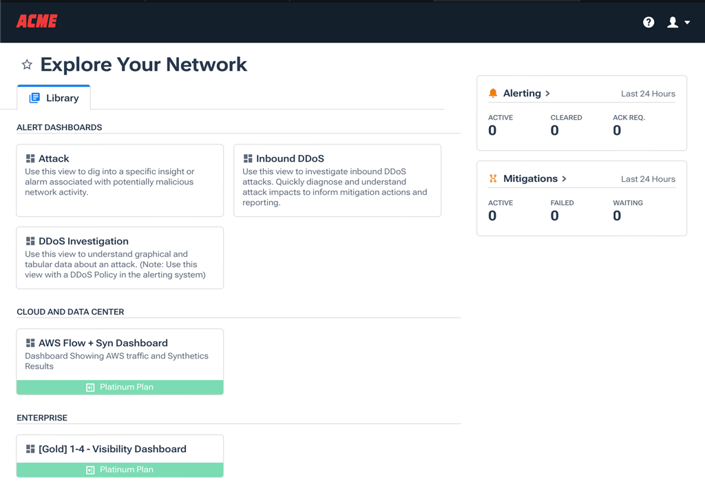 An example of the My Kentik Portal as displayed to a tenant user.