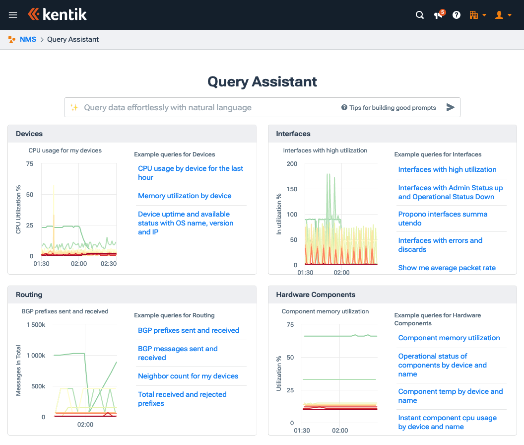 Query Assistant enables you to ask questions in natural language.