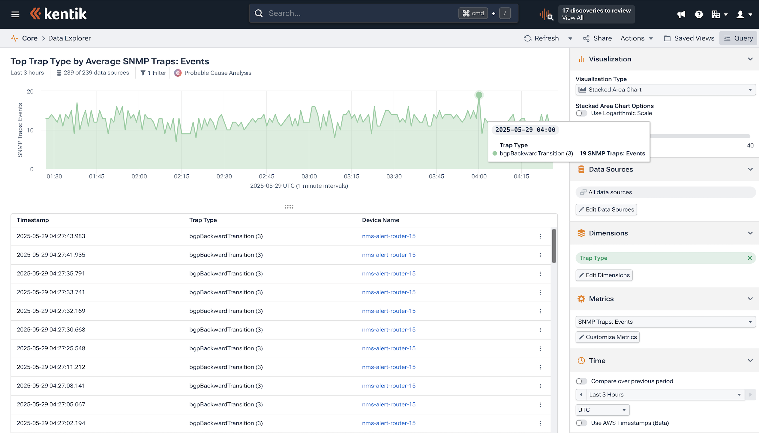 Query/browse traps and syslog events in Data Explorer