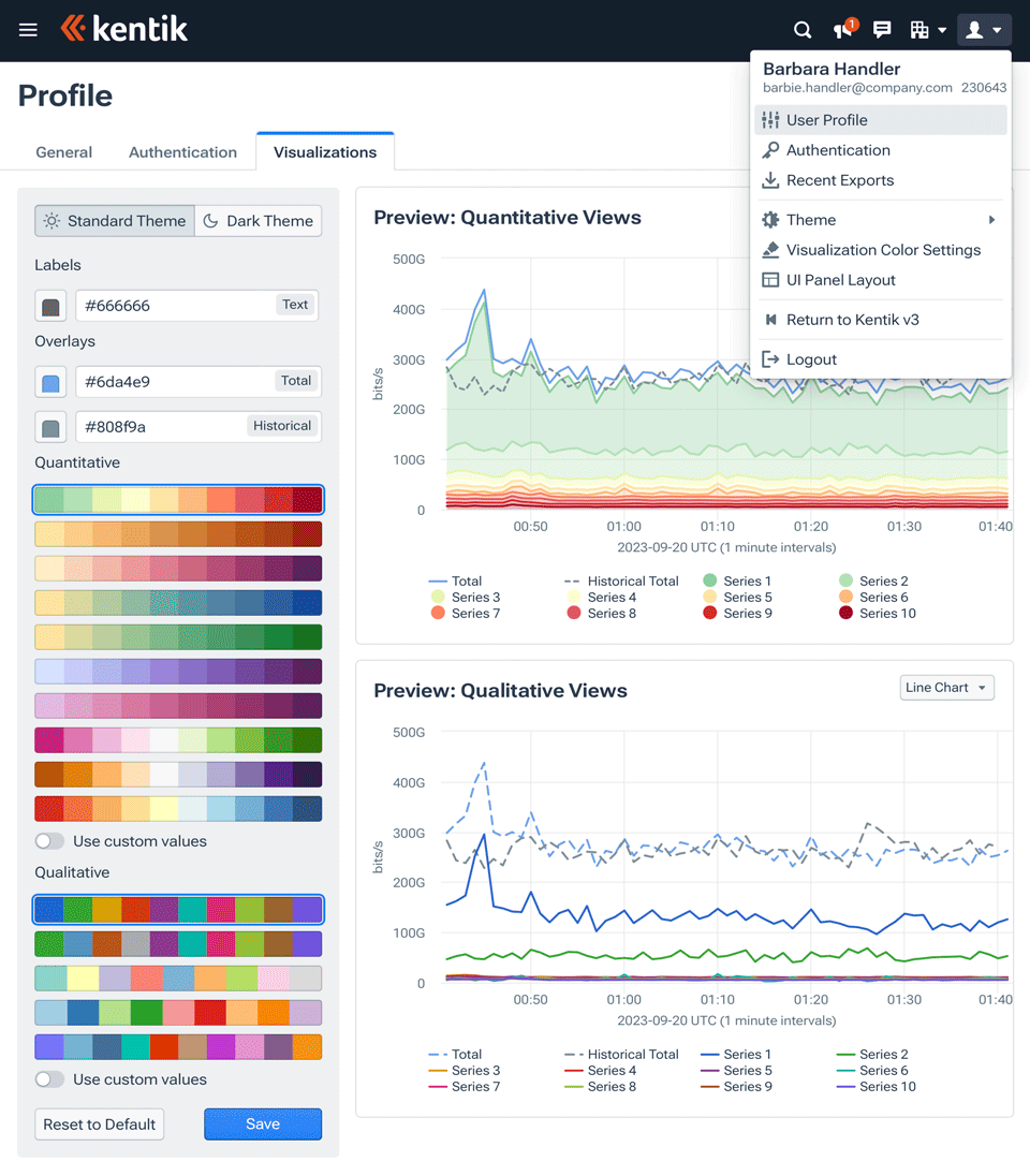 The Profile page enables you to customize user-specific display settings and preferences.