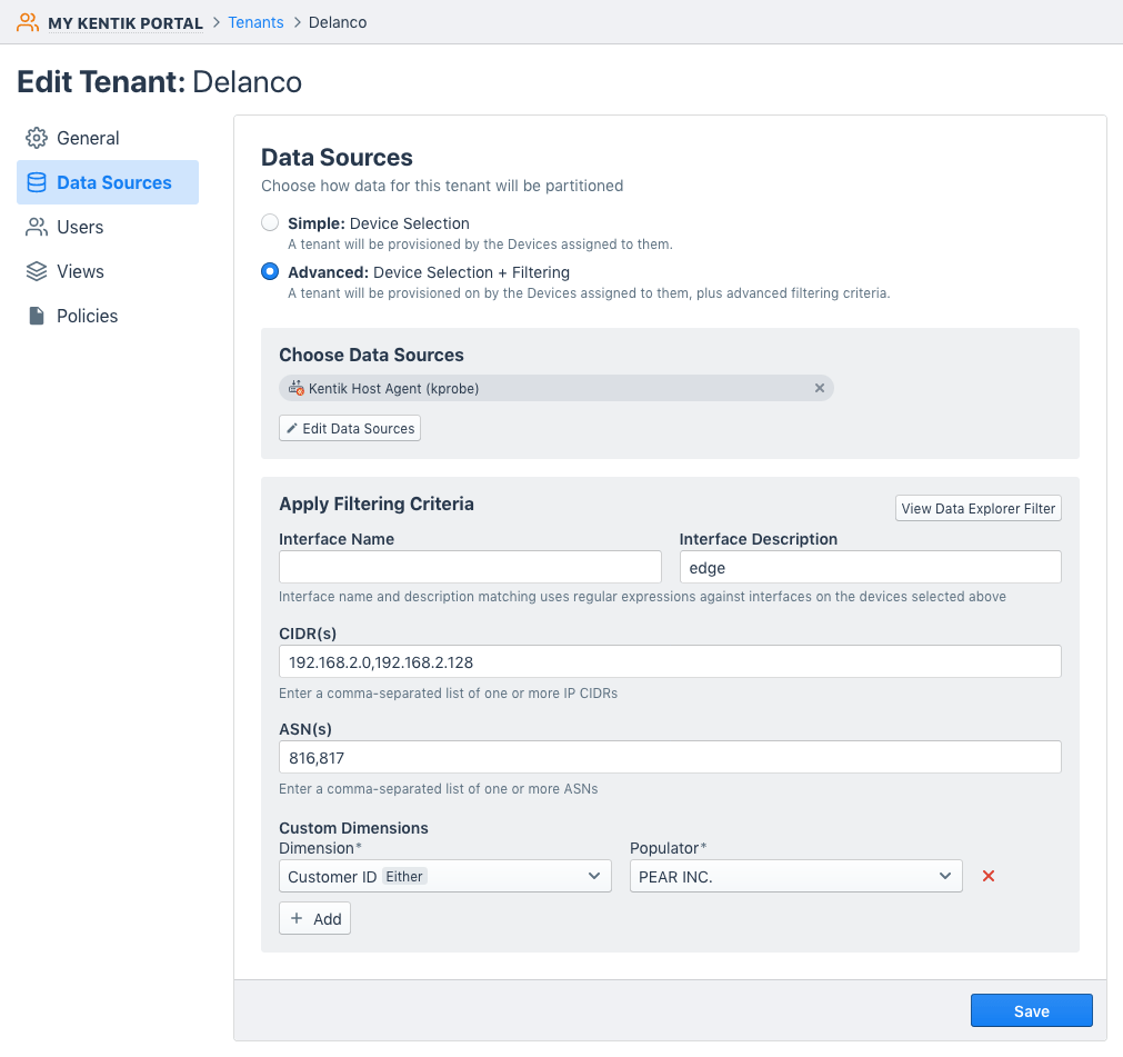 Specify settings that are specific to each individual tenant.