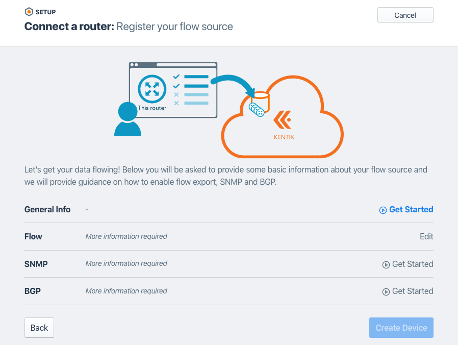 The Register Your Flow source page includes a progress list that shows what setup steps remain for this device.